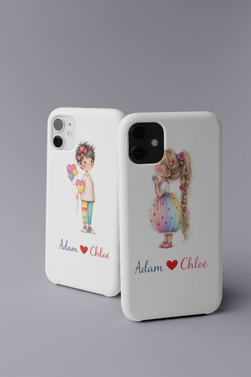Coque iPhone Romantique Personnalisée avec Noms – Cadeau Anniversaire & Saint-Valentin